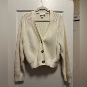 Women's Cream Boxy Cardigan Sweater